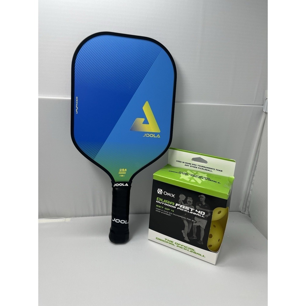 JOOLA Wayfinder Pickleball Paddle Blue Green & Onix Dura Fast 40 Balls Set of 4